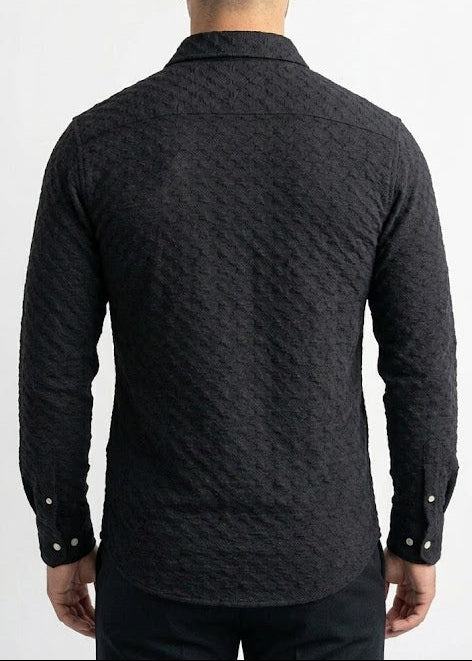 The Onyx Crinkle-Knit Long Sleeve Shirt