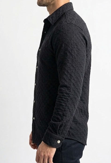 The Onyx Crinkle-Knit Long Sleeve Shirt