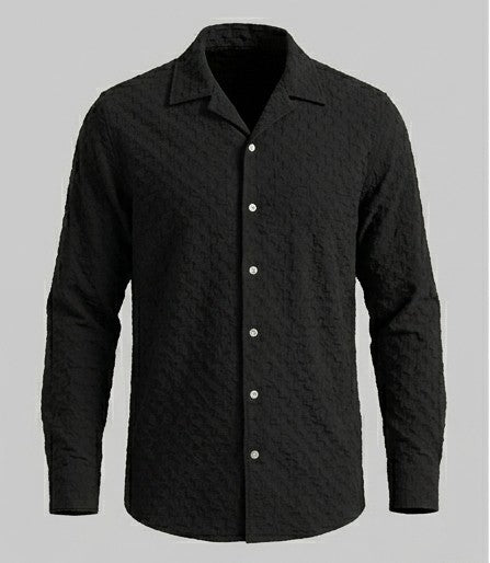 The Onyx Crinkle-Knit Long Sleeve Shirt