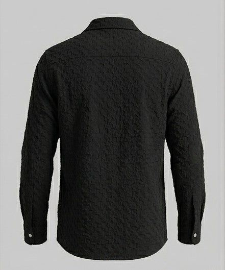 The Onyx Crinkle-Knit Long Sleeve Shirt