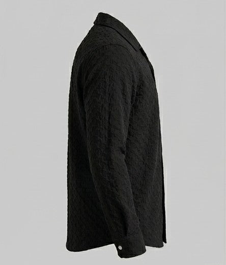 The Onyx Crinkle-Knit Long Sleeve Shirt