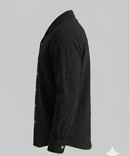 The Onyx Crinkle-Knit Long Sleeve Shirt