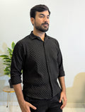 The Onyx Crinkle-Knit Long Sleeve Shirt